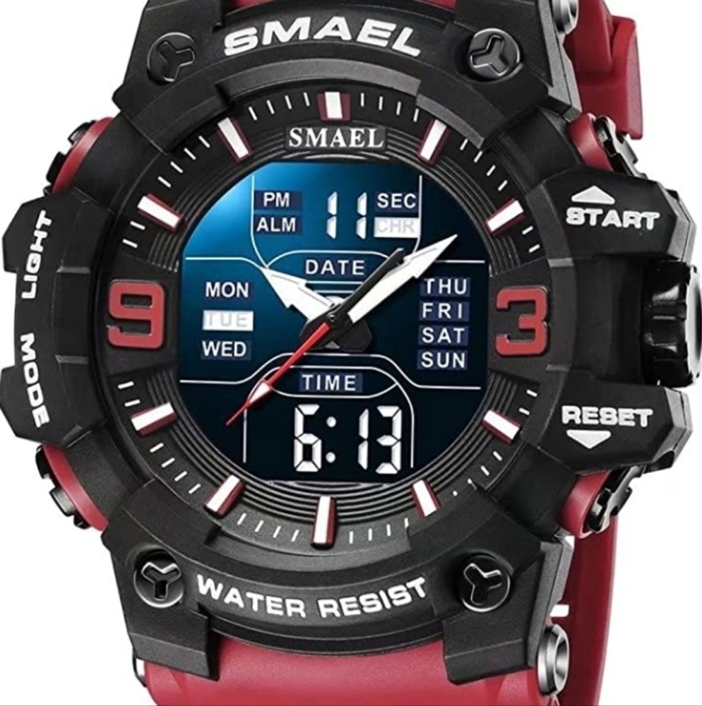 SMAEL Men's Military Sports Digital Watch Waterproof LED Date Alarm & wallet